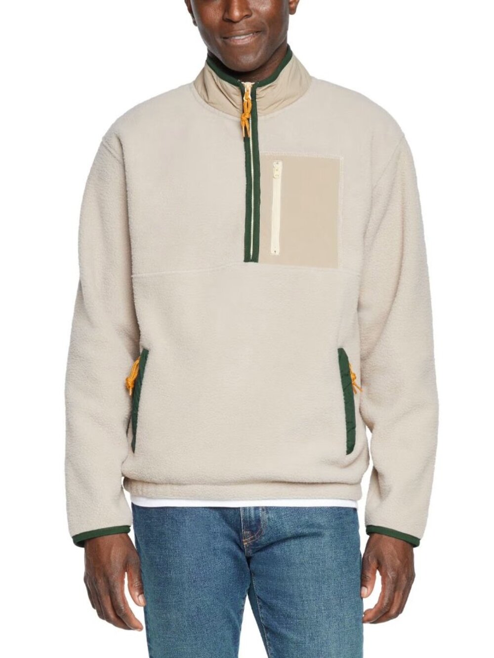 Gap Men's Half Zip Fleece Pullover Cream